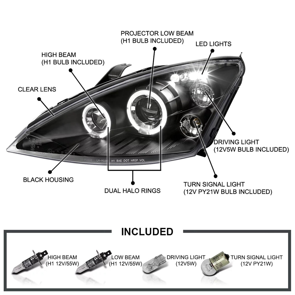 Black LED Projector Headlights Pair Y6726