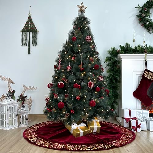 Burgundy Velvet Christmas Tree Skirt I493