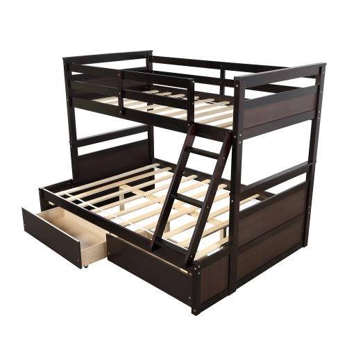 Gray Solid Wood Twin Over Full Bunk Bed Frame I36457