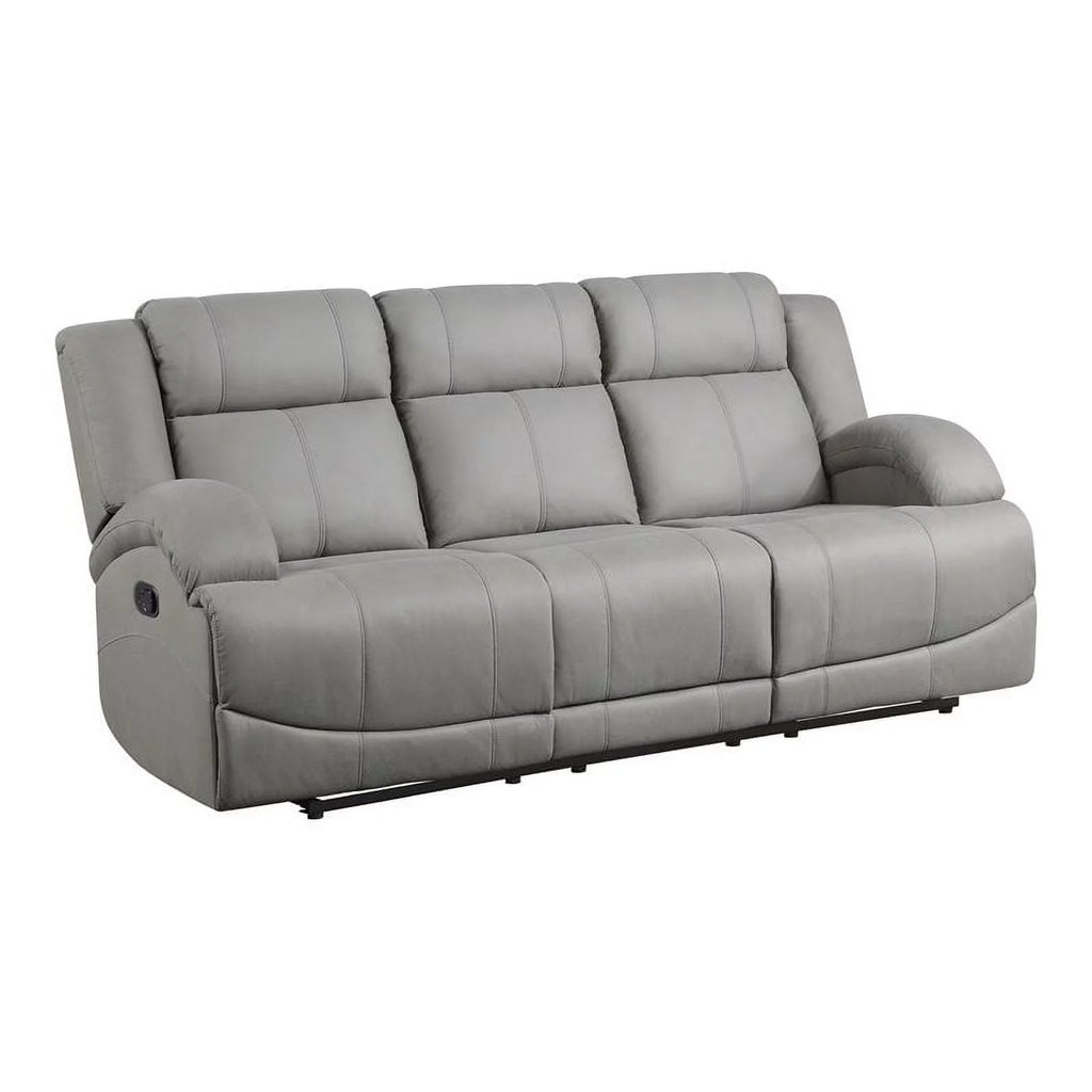 Gray Wood & Fabric Double Reclining Sofa B269