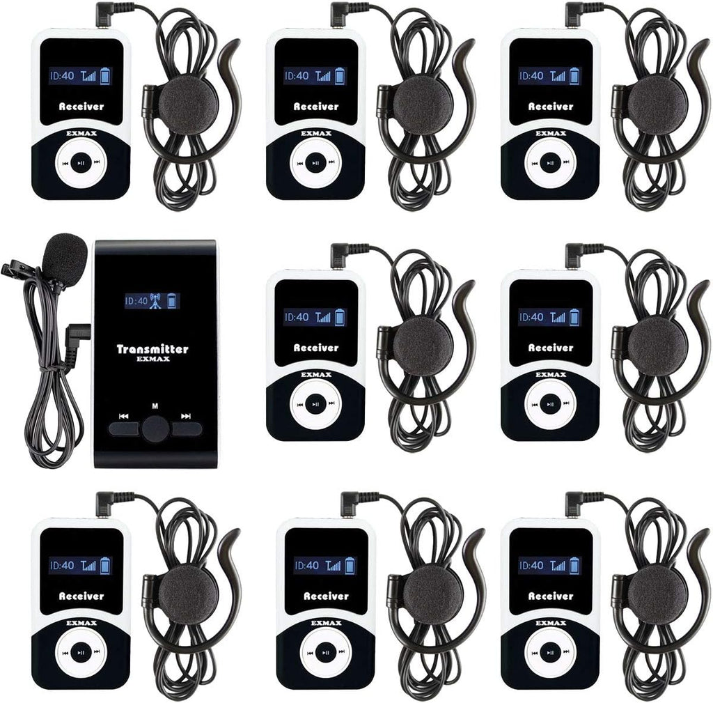 Wireless Tour Guide System Microphone Earphone Headset (1 Transmitter 10 Receivers) U354099
