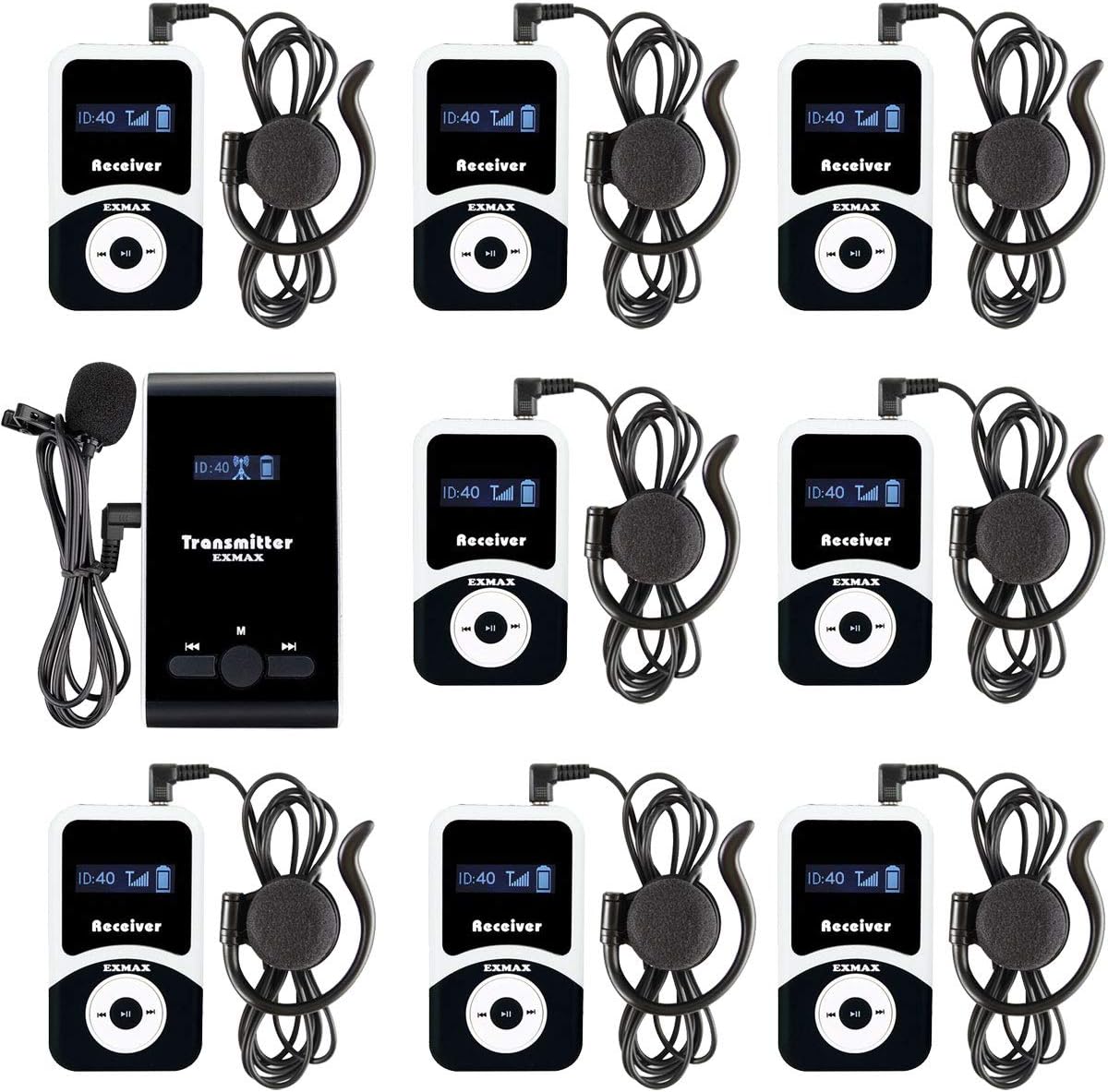 Wireless Tour Guide System Microphone Earphone Headset (1 Transmitter 10 Receivers) U354099