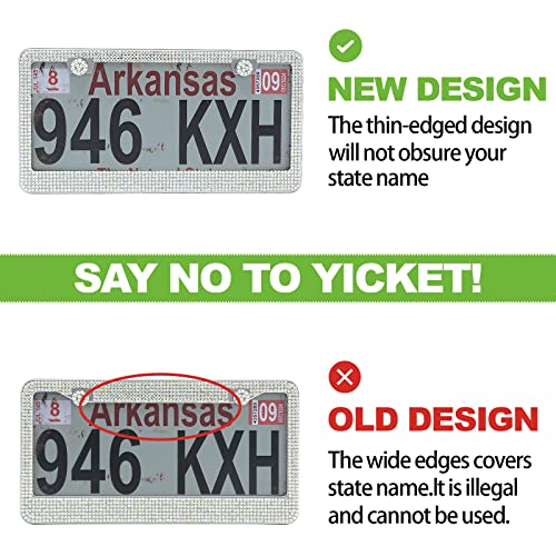 Black Stainless Steel Rhinestone License Plate Frame 2 Pack W537124