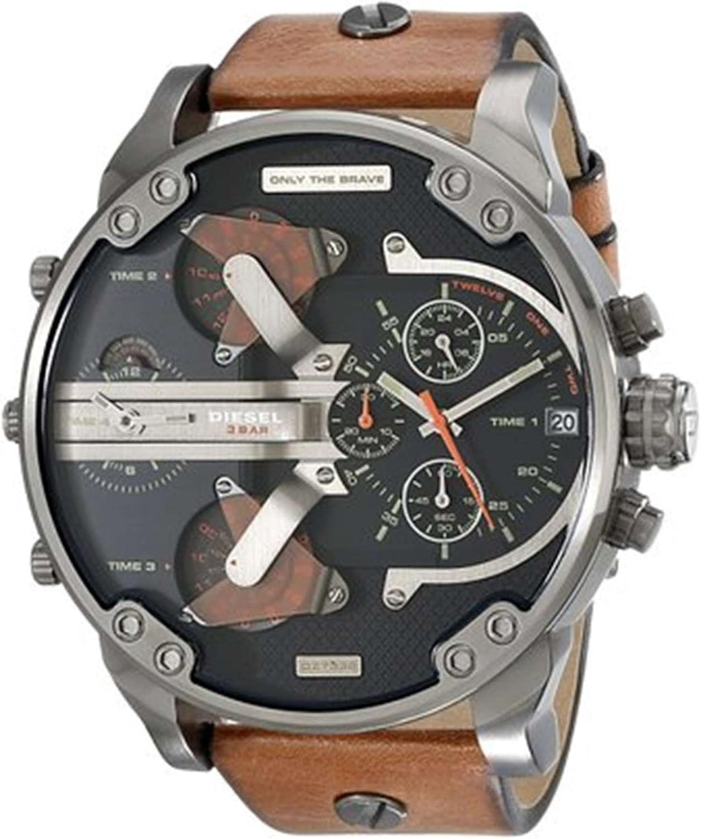 Gunmetal Brown Leather Watch F9000