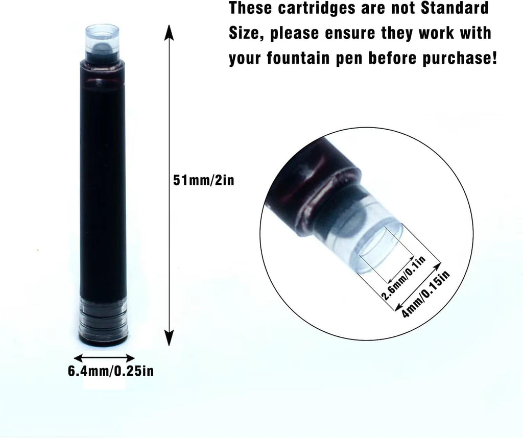 60 Count Black Fountain Pen Ink Refill Cartridges C452