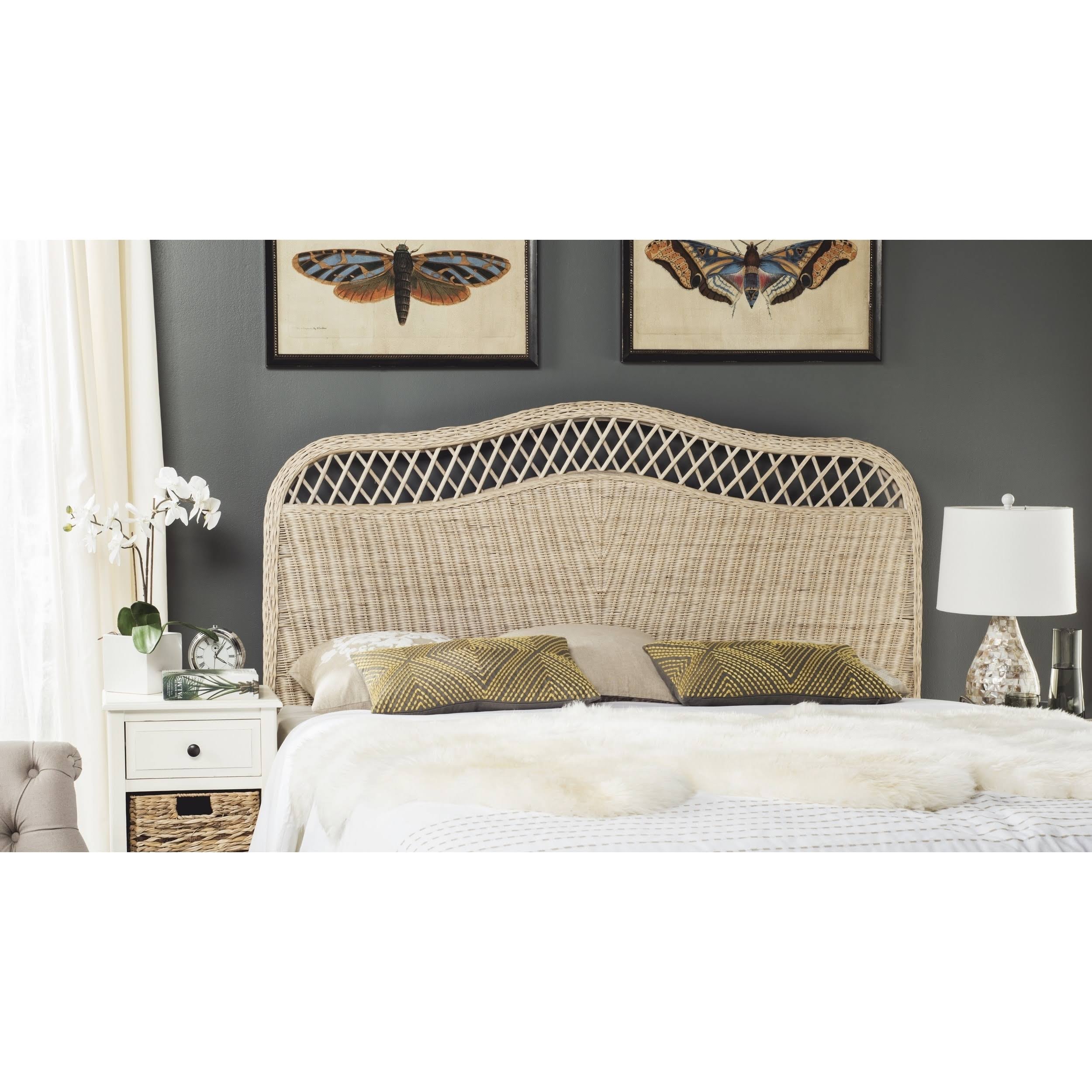 White Washed Rattan Headboard King Q3390