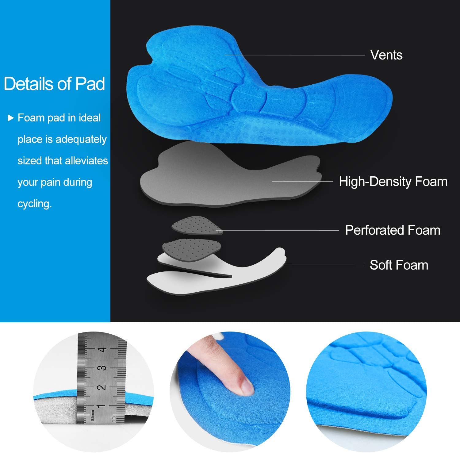 3D Padded Blue Cycling Shorts L6516