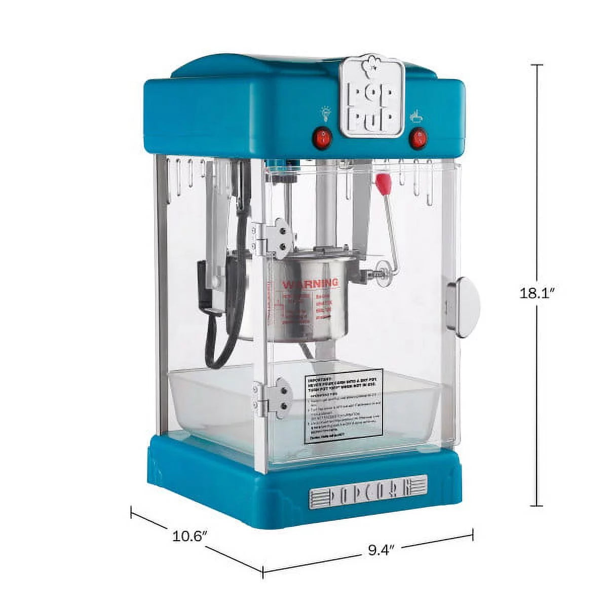 2.5oz Kettle Popcorn Machine with Measuring Spoon, Scoop, and 25 Serving Bags (Blue) N34833