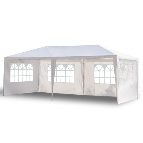 10x30 Waterproof White Canopy Tent with 8 Removable Sidewalls O364004