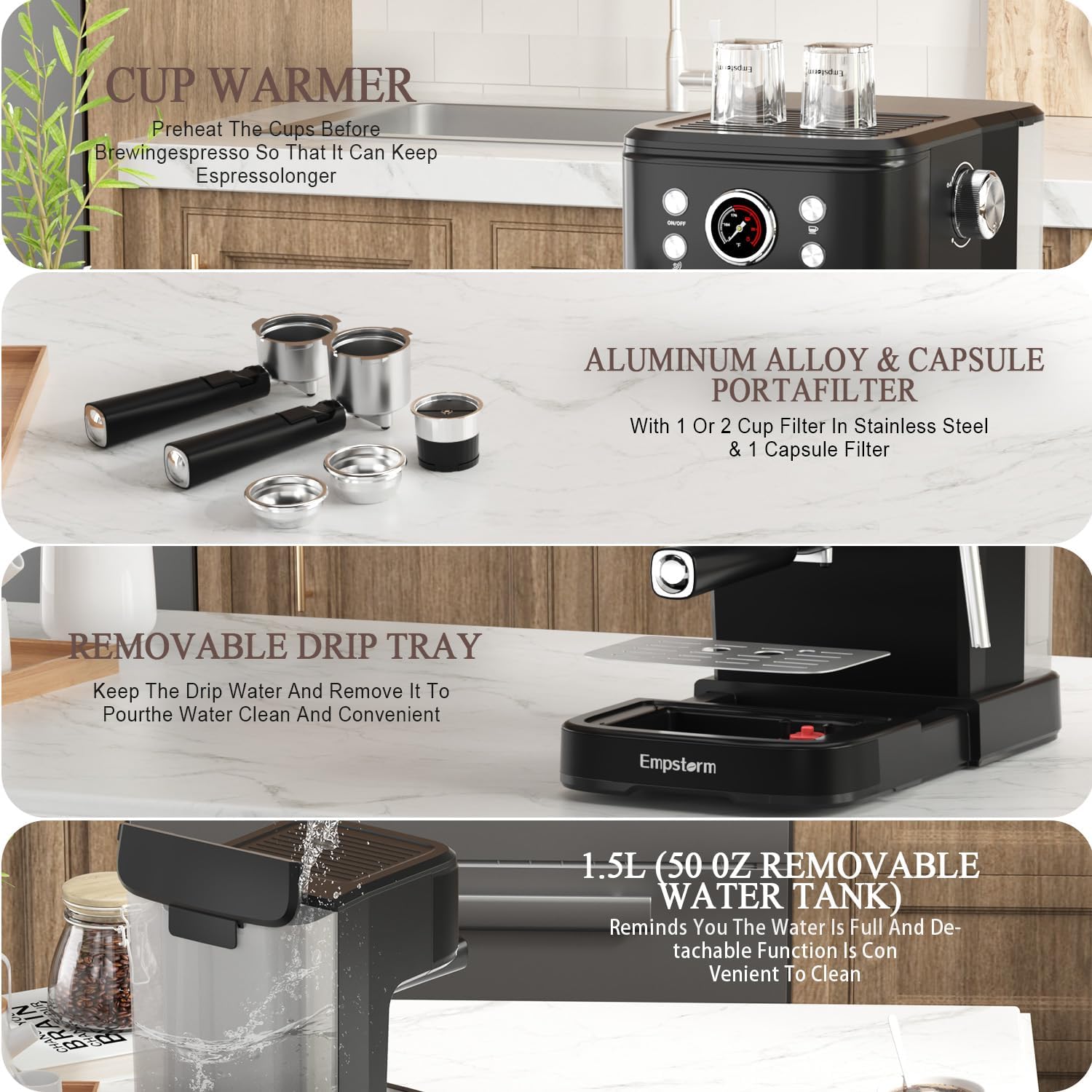 Black 20 Bar Espresso Coffee Machine with Milk Frother X5383