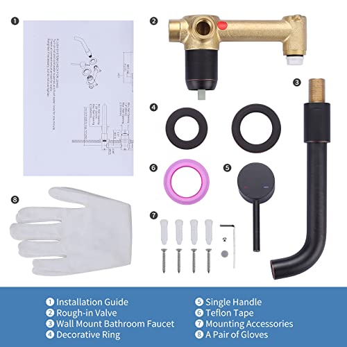 Black and Gold Single Handle Swivel Spout Bathroom Faucet with Rough-in Valve O7191