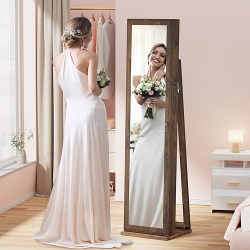 Brown Jewelry Cabinet with Full-Length Mirror M38240