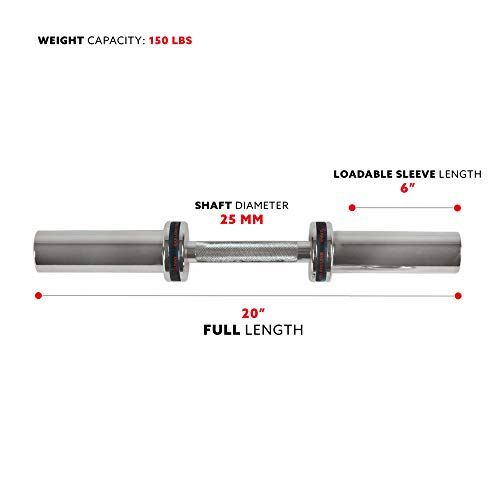 20" Heavy Duty Barbell Bar with Locking Ring Collars L9803