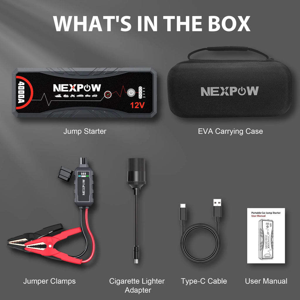 4000A Peak 24000mAh 12V Portable Jump Starter with LED Light N72887