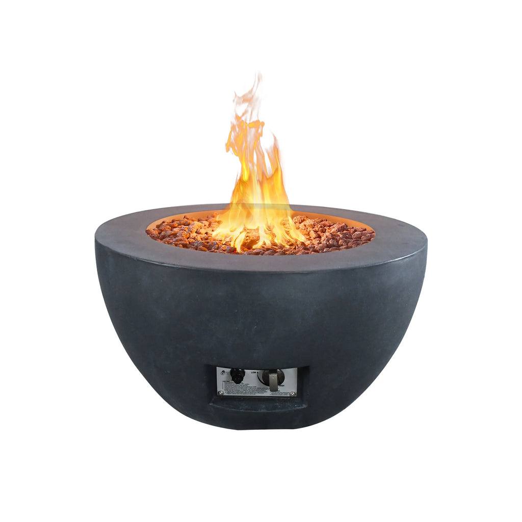 25 Inch Wide Round Concrete and Metal Propane Gas Fire Pit Table Q83379