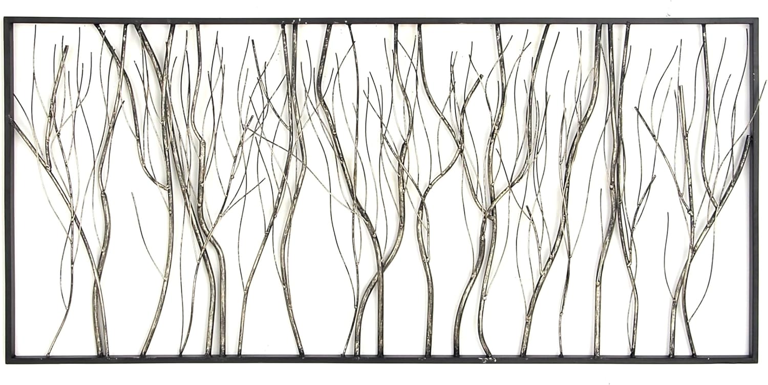 Silver Metal Wall Sculpture 48 x 22 Inch G3472