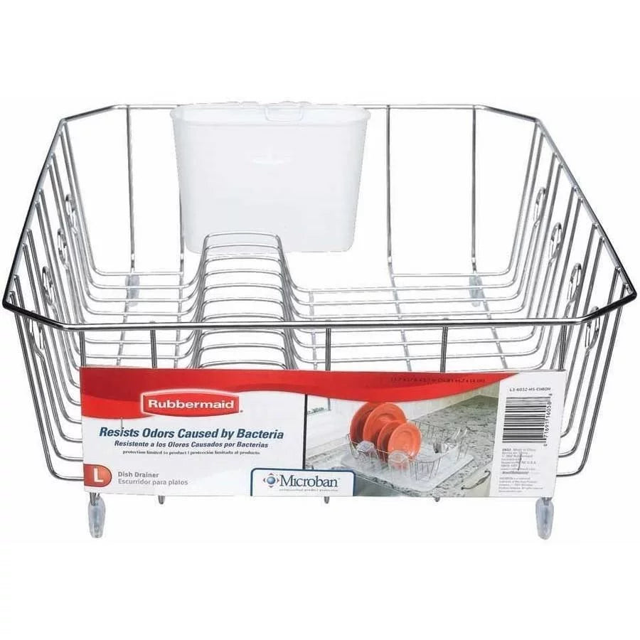 Large Chrome Dish Drying Rack with Utensil Holder B2295