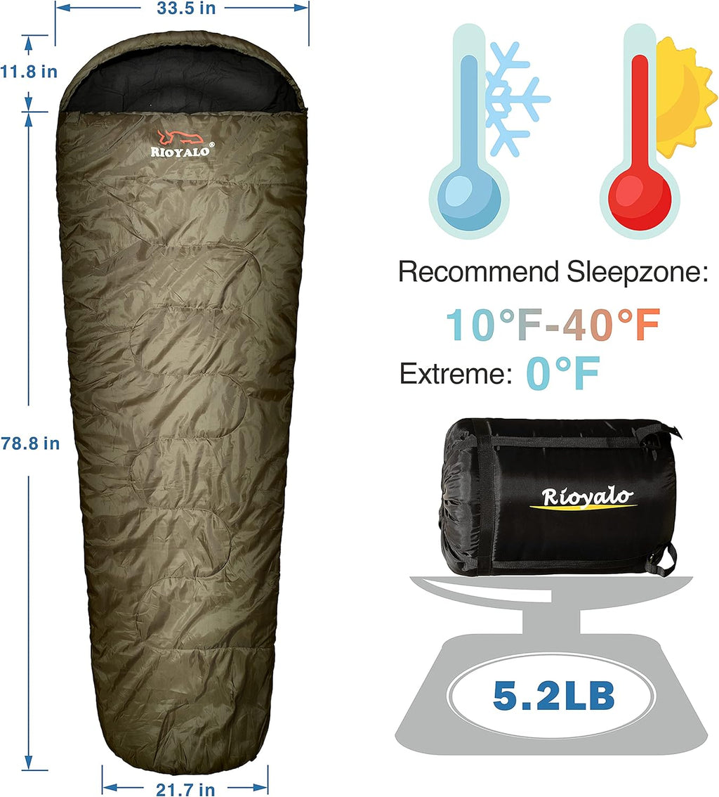 0°F Winter Sleeping Bag for Adults, Mummy Sleeping Bag with Compression Sack, XL 90.6 in Y29059