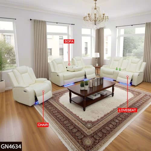 White 3-Piece Recliner Sofa Set R887265