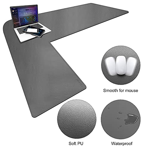 Grey 39.3x47.2x13 inches Corner Leather Desk Pad L646