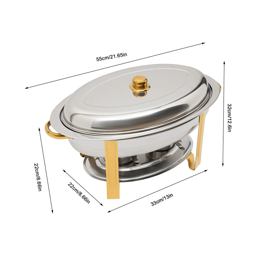 5.5L Stainless Steel Oval Chafing Dish with Lid S6396