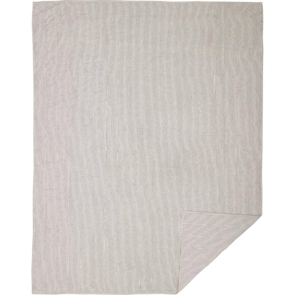 Blue Ticking Stripe Queen Quilt Coverlet U8085
