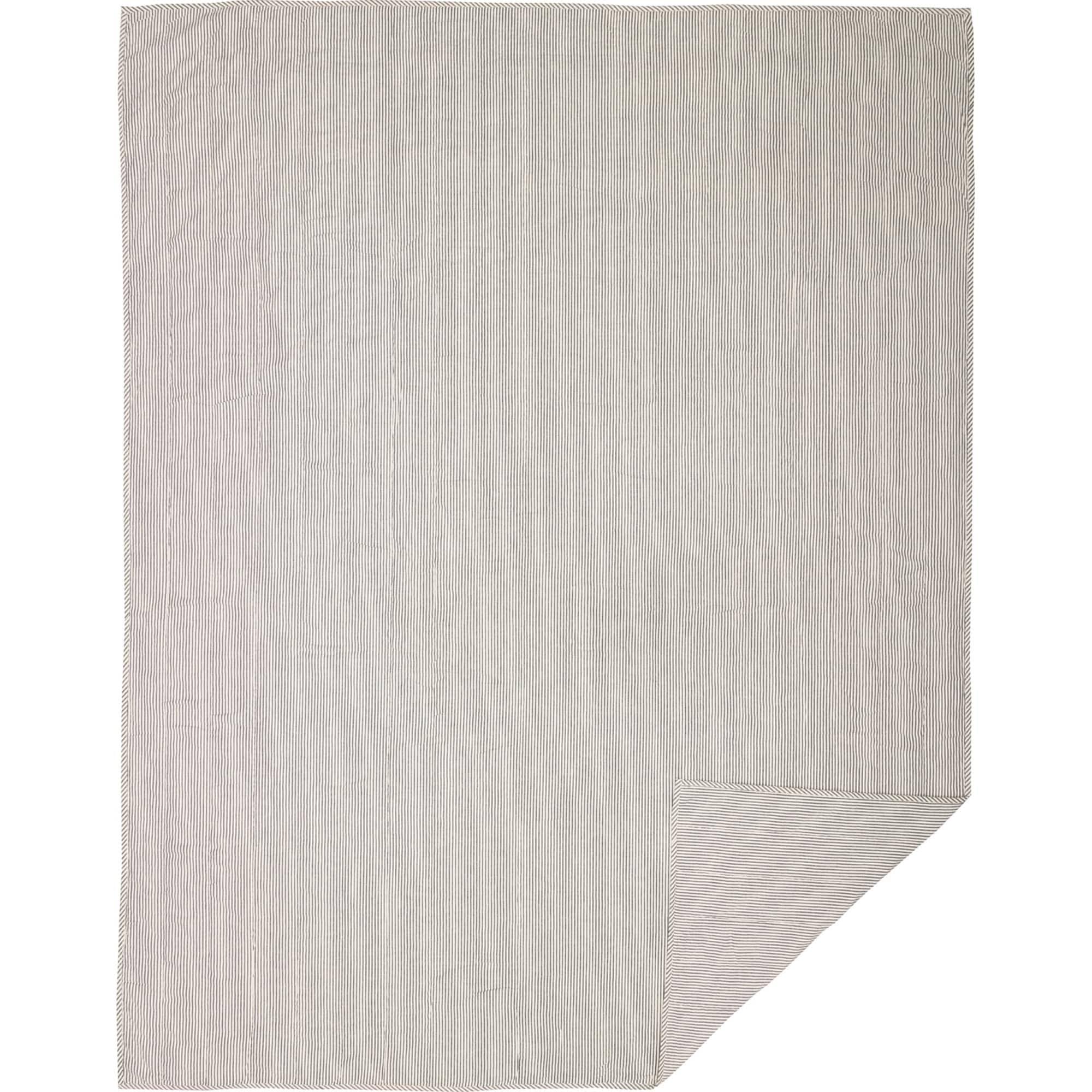 Blue Ticking Stripe Queen Quilt Coverlet U8085