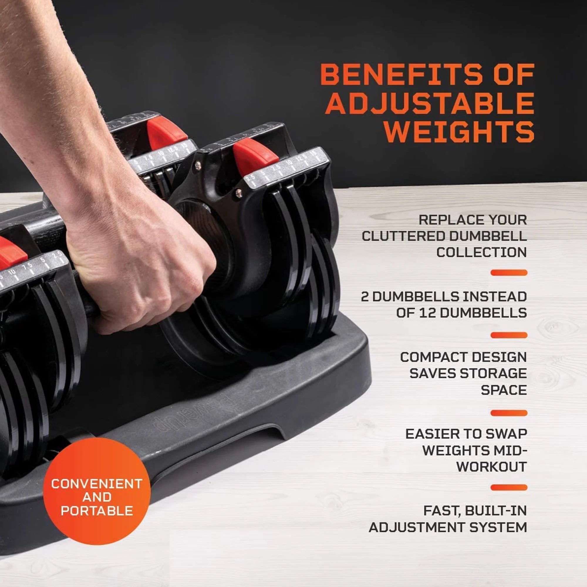 15 Pound Adjustable Dumbbells Set, 2 Pcs R690