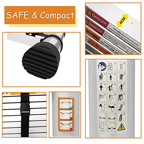 20.3ft Aluminum Extension Folding Ladder with Anti-Slip Rubber Feet P7295