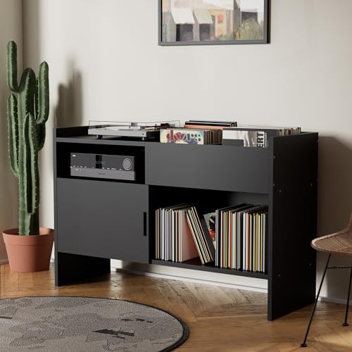 White Record Cabinet with Vinyl Storage U8661