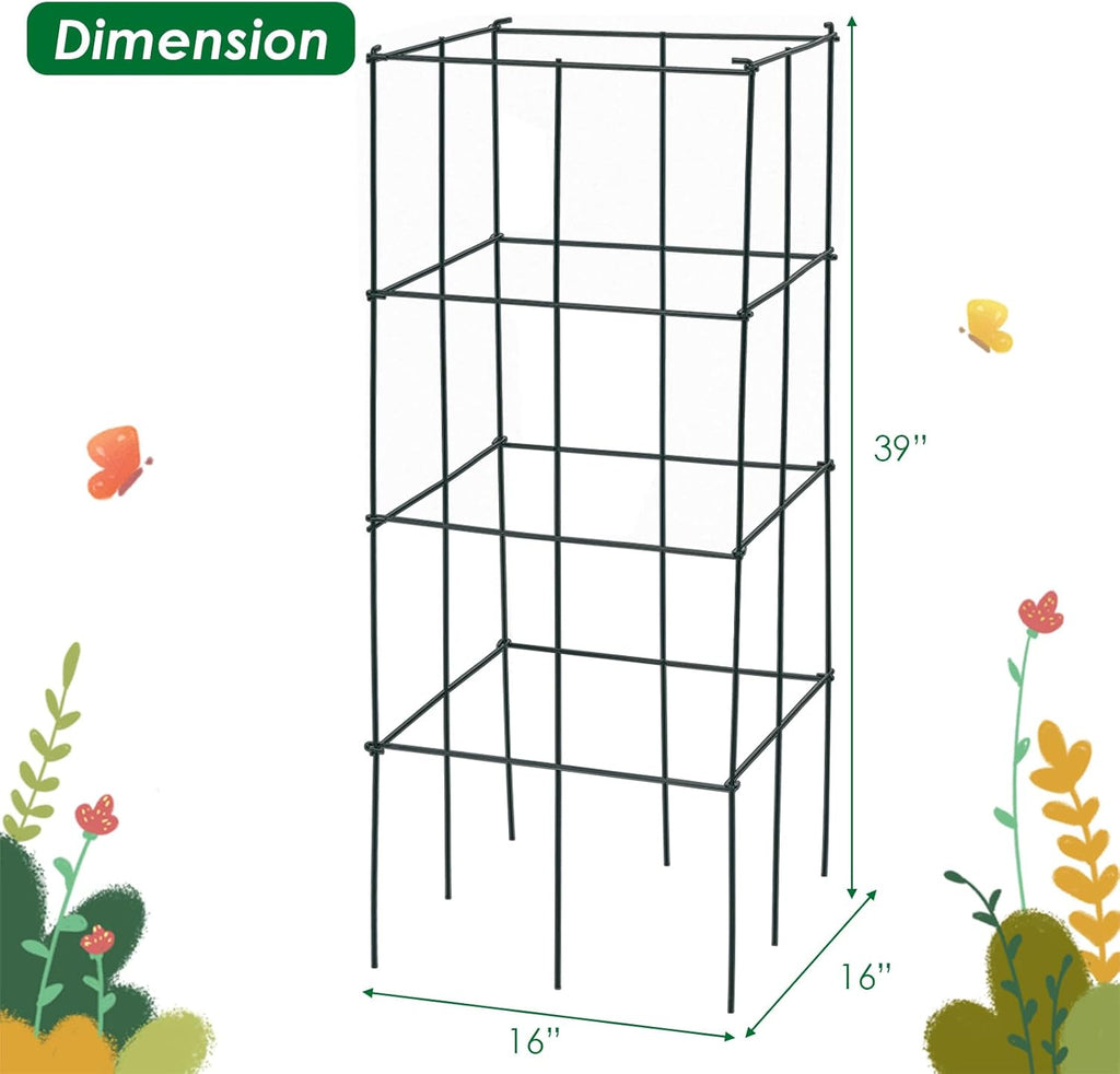 4 Pack 39 Inches Tall Square Plant Support Cage U707596