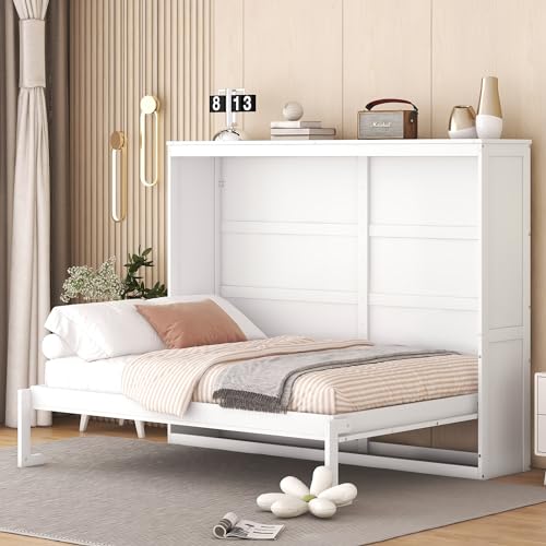 White Solid Wood Queen Size Foldable Platform Bed A328130