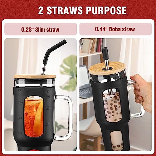 46 oz Glass Tumbler with Lid and Straw and Handle Z301120