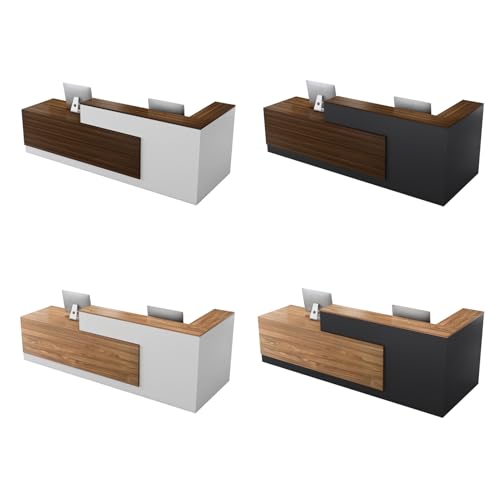 L-Shaped Reception Desk with Counter and Drawers E2222