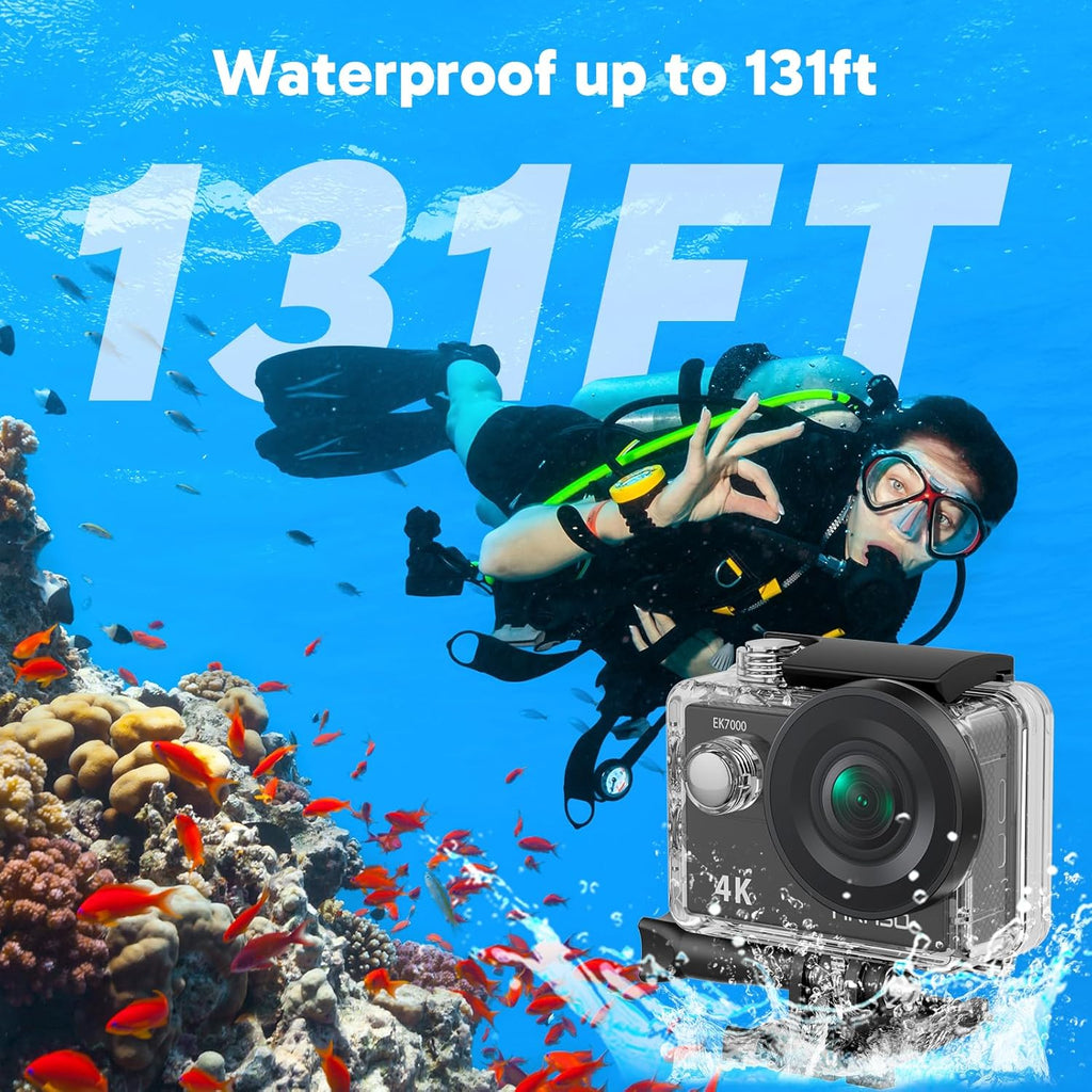 4K30FPS 20MP WiFi Action Camera and 7 in 1 Accessories Kit Bundle T258085