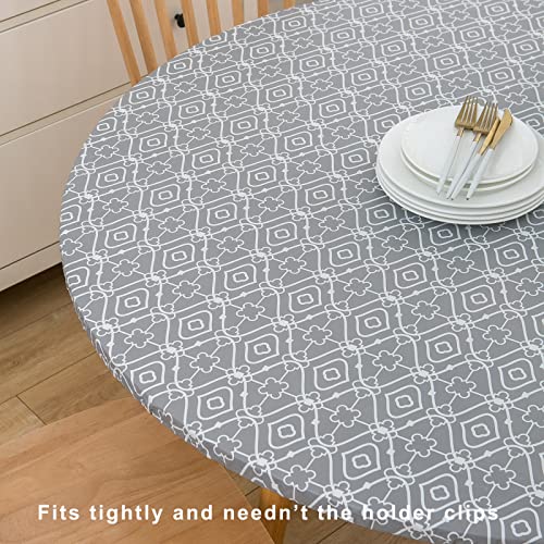 Round Vinyl Fitted Tablecloth with Elastic Edge for 40"-44" Round Table Y198