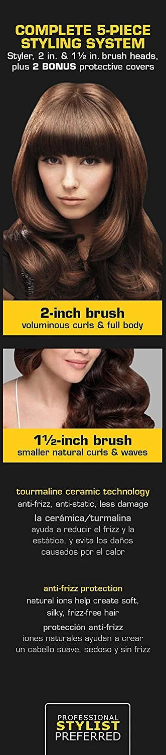 Black Hot Air Brush with 2 Inch and 1.5 Inch Brushes P31339