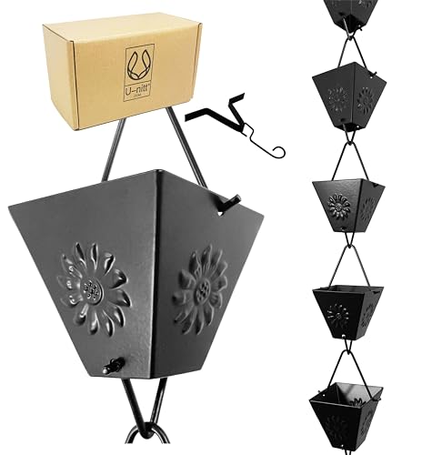 Black Powder Coated Metal Rain Chain E32799