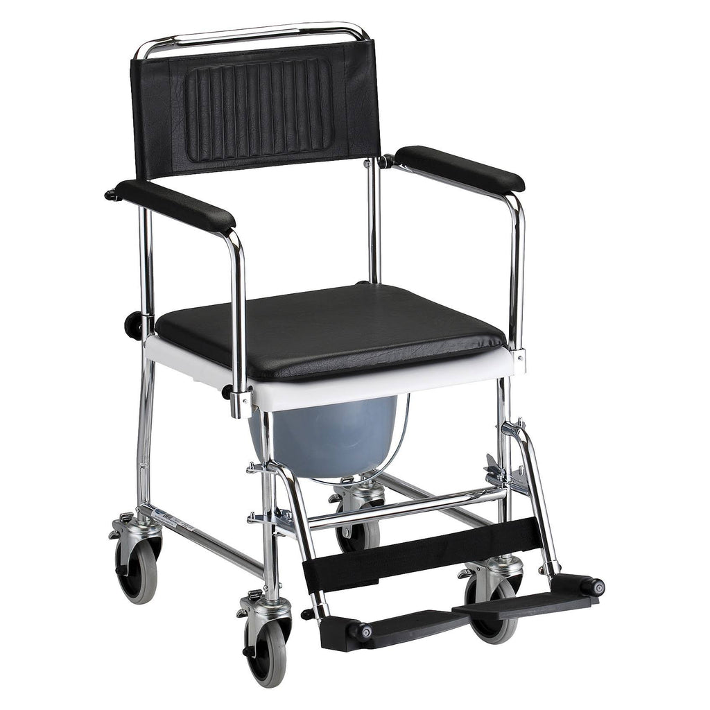 Black Drop Arm Transport Chair Commode D3939