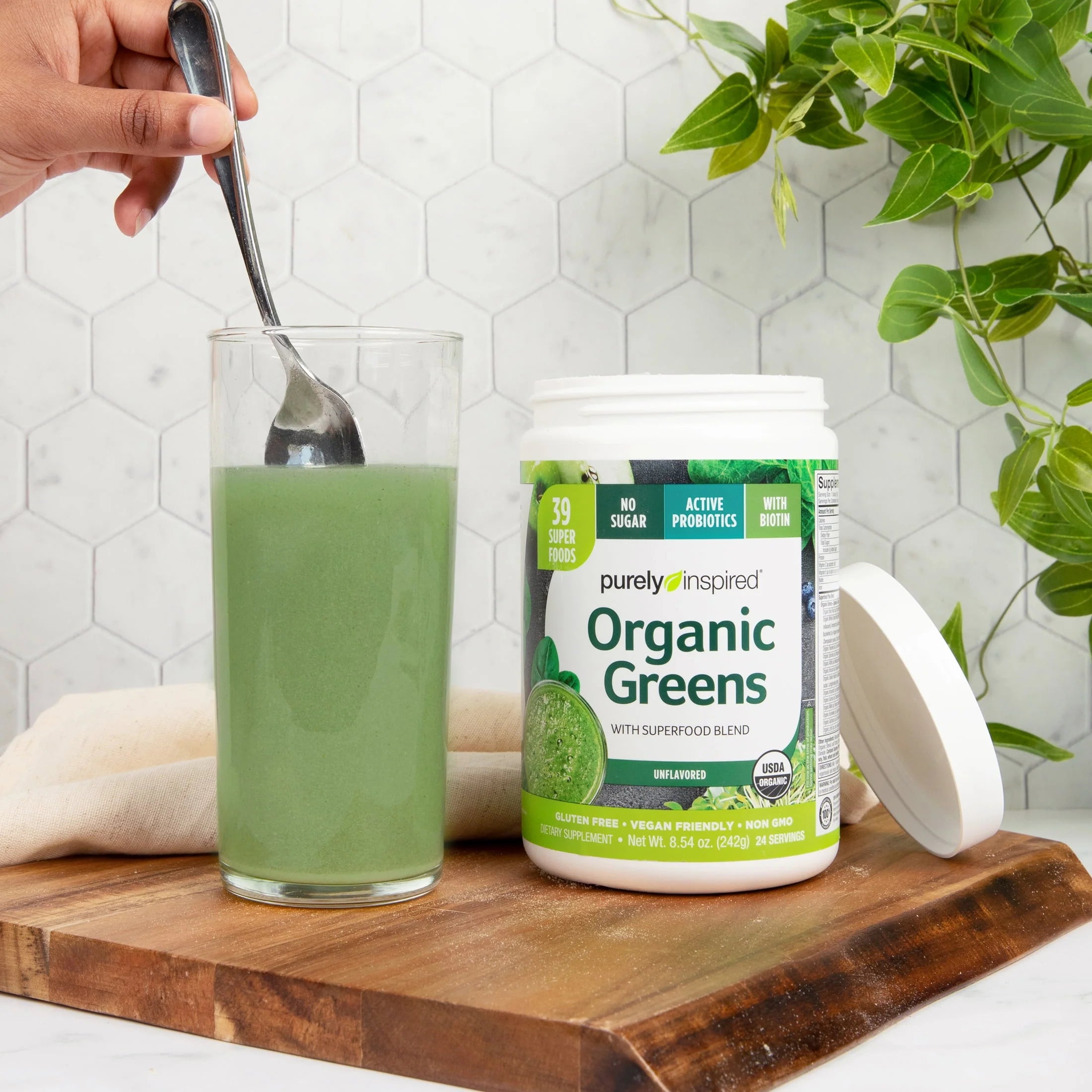 Organic Greens Superfood Supplement Powder Blend, Unflavored, 8.57 oz, 24 Servings Q3420