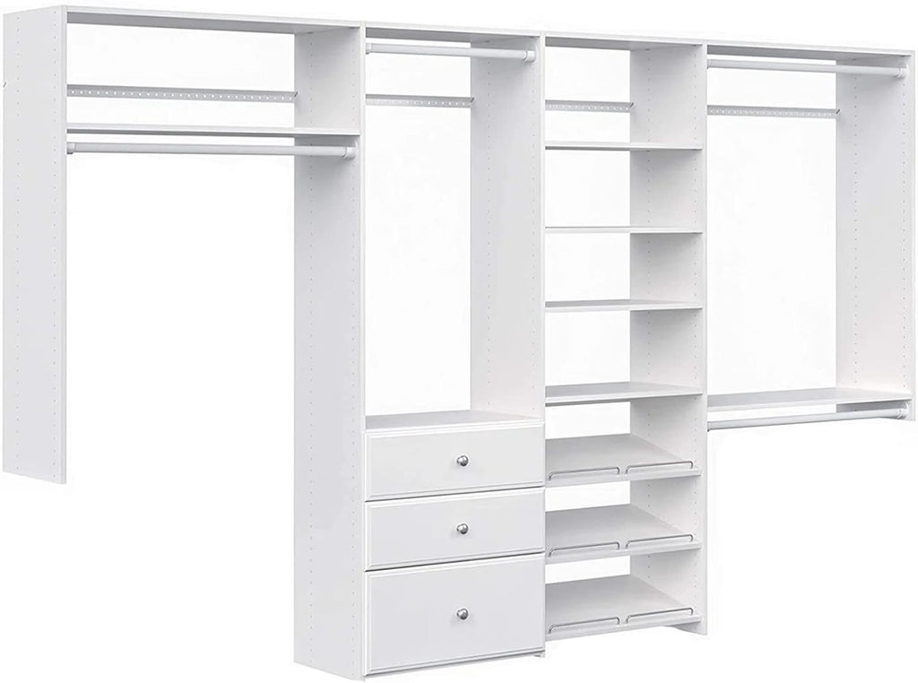 White Wall Mounted Closet Storage Organizer with Shelves and Drawers T8456