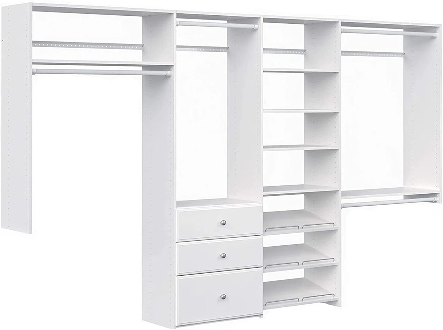 White Wall Mounted Closet Storage Organizer with Shelves and Drawers T8456