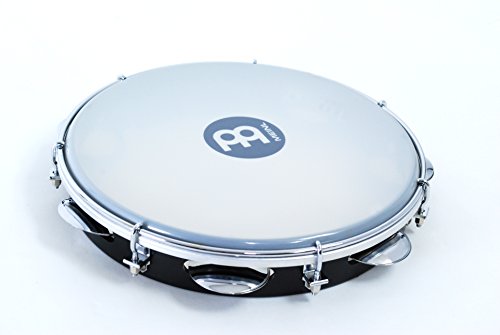 10-Inch ABS Plastic Pandeiro with Synthetic Head, Black Y70734