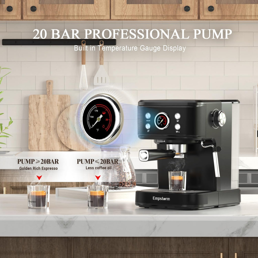Black 20 Bar Espresso Coffee Machine with Milk Frother X5383