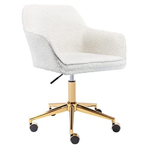 White Swivel Desk Chair with Wheels M7245