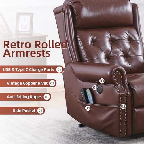 Oversized Power Lift Recliner Chair with Massage and Heat Chenille C4107