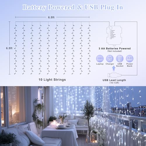 200 LED Warm White Christmas Curtain Lights T32861