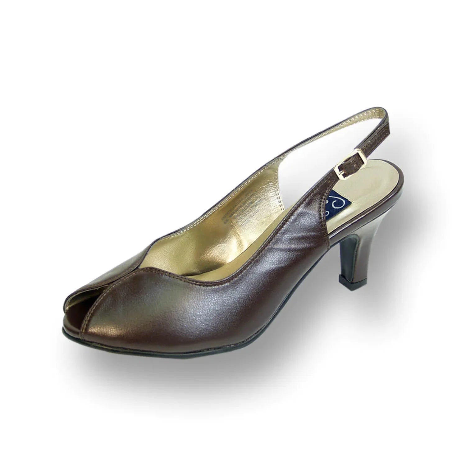 Wide Width Leather Slingback Pumps Z15352