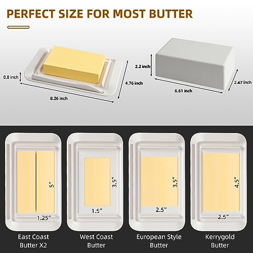 White Bamboo Butter Dish with Lid and Knife L670128
