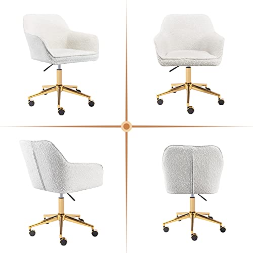 White Swivel Desk Chair with Wheels M7245